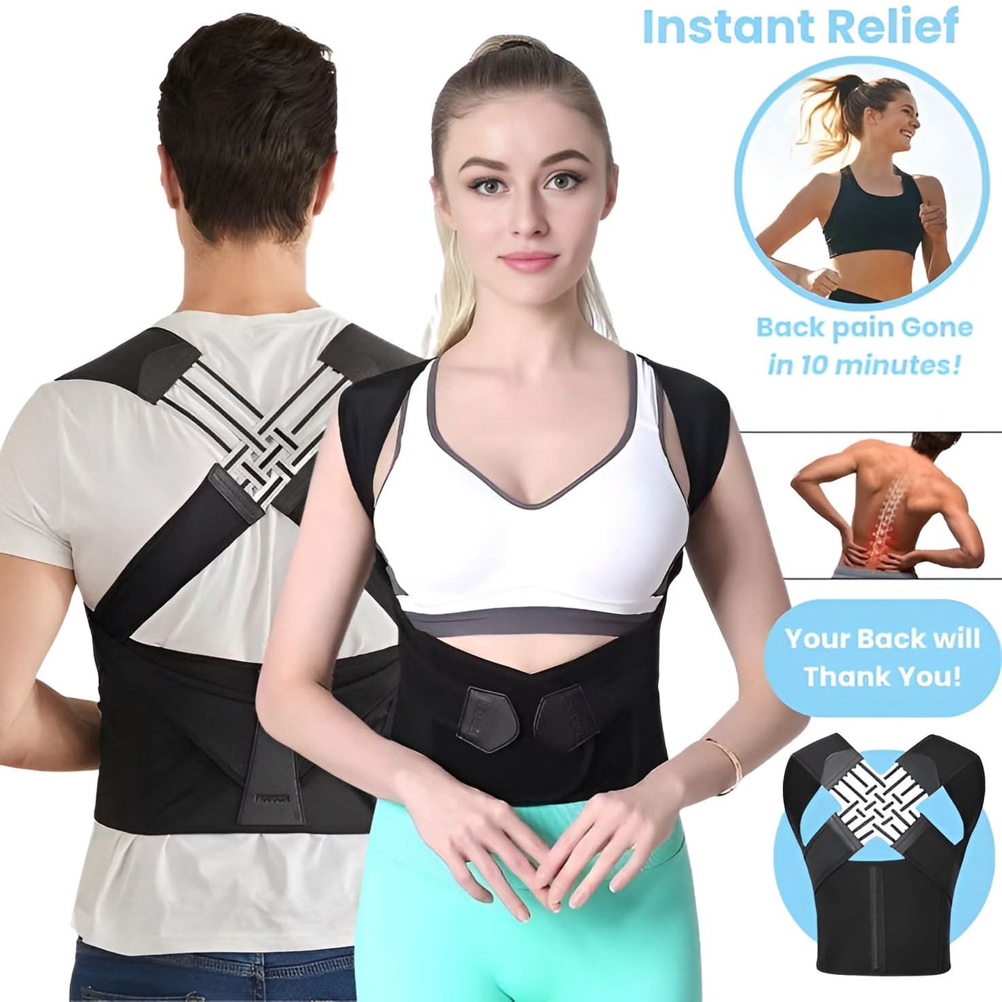 Shoulder & Back Posture Correction Belt || 2 in 1 - thehealthhealerofficialstore.com